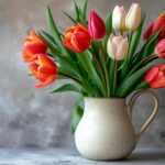 Красивый букет тюльпанов в вазе