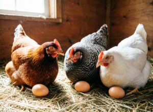 Три курицы несут три яйца за три дня.